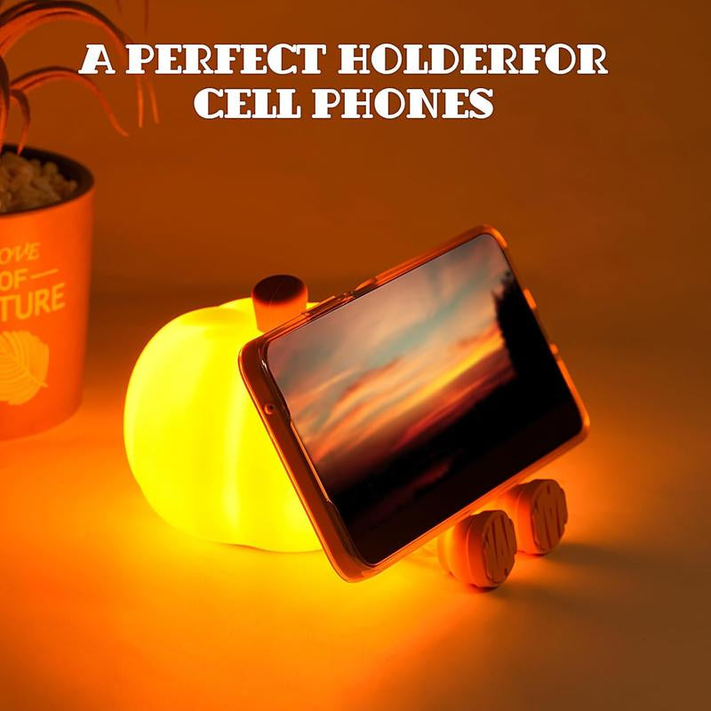 Pumpkin Night Light, Cute LED Lamp, Silicone Dimmable Nursery Nightlight for Kids, Silicone Rechargeable Bedside Touch Lamp, Funny Office Desk and Halloween Decor for Woman and Kids