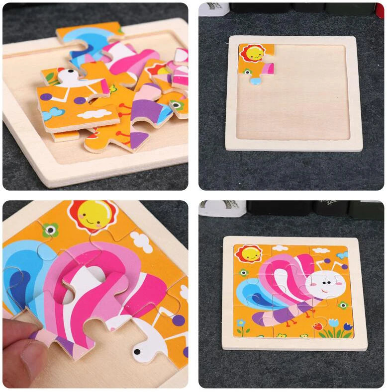 4PCS/lot 3D Wooden Jigsaw Puzzles