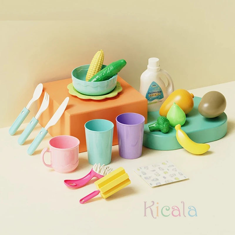 Kids Kitchen Sink Toy with Running Water – Pretend Play Stove & Dishwasher Set