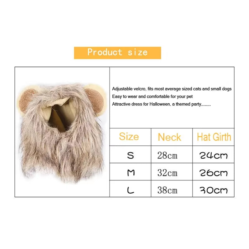Cat Wig Lion Mane Costume Cosplay Kitten Hat with Ears