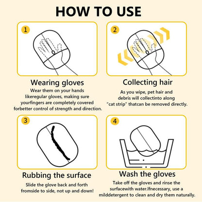 Pet Hair Removal Gloves, Electrostatic Pet Hair Remover, Reusable Cat&Dog Hair Remover for Couch, Furniture, Carpet, Car Seat, Pet Grooming Gloves