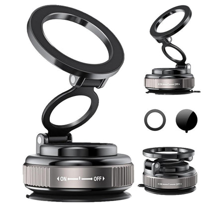 360° Foldable Magnetic Phone Holder, Magsafe Vacuum Magnetic Super Suction Cup Car Phone Holder, Adjustable Car Phone Holder, Hands-Free Suction Cup Phone Holder, Car Phone Holder for All Smartphones, Vehicles, and Gym/Bathroom Mirrors, Must-Have Gift