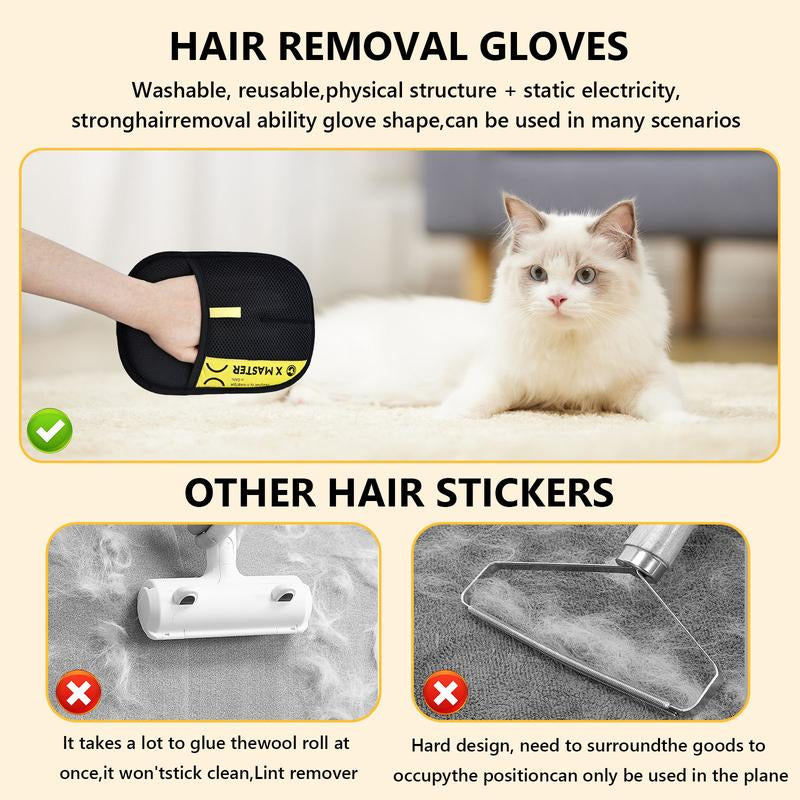 Pet Hair Removal Gloves, Electrostatic Pet Hair Remover, Reusable Cat&Dog Hair Remover for Couch, Furniture, Carpet, Car Seat, Pet Grooming Gloves