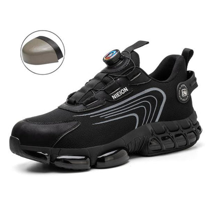 NIEION Steel Toe Work Shoes for Men Women Wide Lightweight Safety Sneakers Comfortable Anti-Shock Industrial Footwear Black Closed Toe Non Slip Work Shoes Steel Toe Shoes Boot Anti-Smash Stab-Resistant Safety Shoe Healthcare Worker