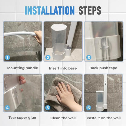 Disposable Toilet Brush, Toilet Bowl Wand Holder Set with 6PCS Cleaner Refills, Bathroom Cleaning System for Sink Bathtub Drain Wash Basin Urinal，Wall-Mount Scrubbing Toilet Brush Bathroom Cleaning Kit