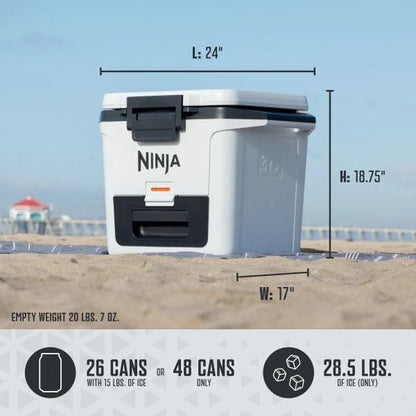 Ninja Frostvault Hard Cooler with Dry Zone FB131 - 30 Quart Capacity Heavy-Duty Construction Premium Ice Retention & Smart Packing for Outdoor Adventures