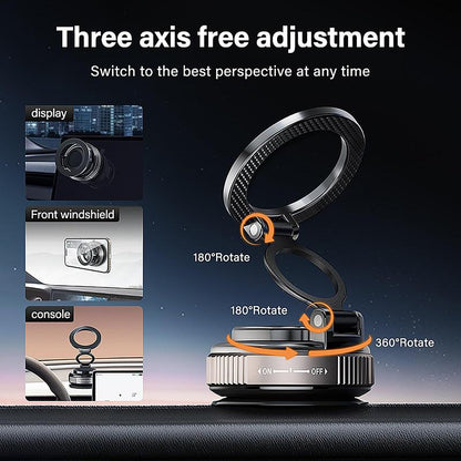 360° Foldable Magnetic Phone Holder, Magsafe Vacuum Magnetic Super Suction Cup Car Phone Holder, Adjustable Car Phone Holder, Hands-Free Suction Cup Phone Holder, Car Phone Holder for All Smartphones, Vehicles, and Gym/Bathroom Mirrors, Must-Have Gift