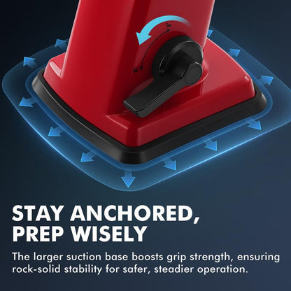 Geedel Rotary Cheese Grater 4-In-1 Shredder with Handle Durable Kitchen Tool Red Color Utensils for Effortless Cheese Preparation Vegetable Slicer Detachable Stainless Steel Blades Rack