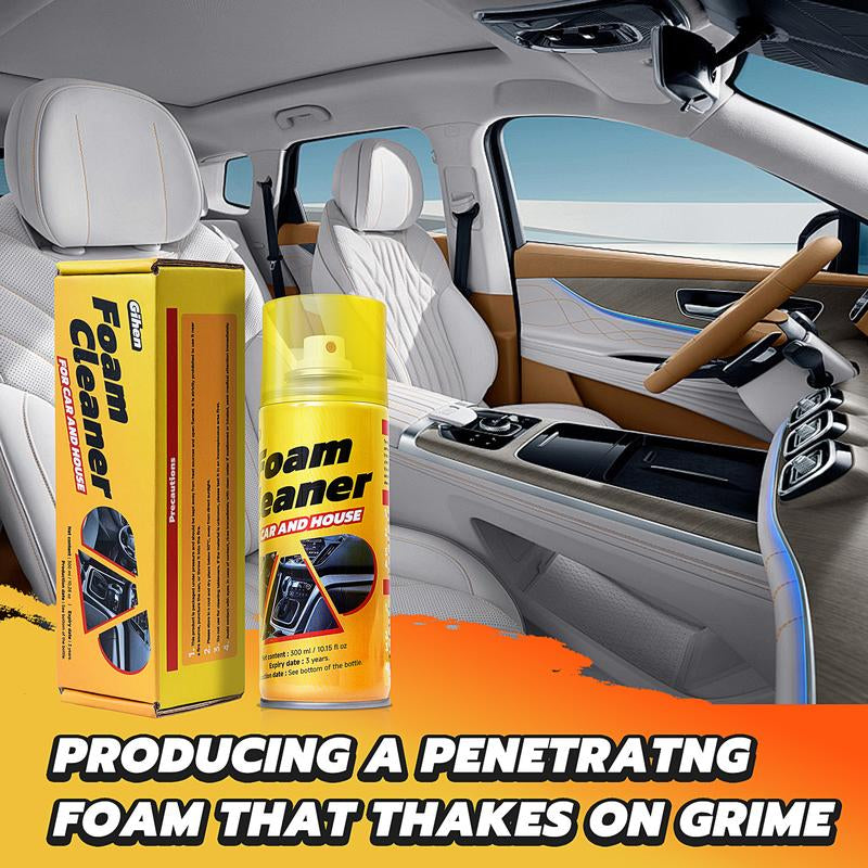 Powerful Car Interior Foam Cleaner Cleans Leather Seats, Plastic Surfaces, and Headliners for Automotive Detailing and Care 10 Fl Oz
